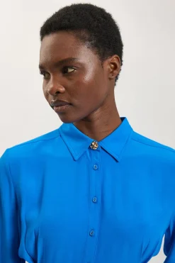 Chemise Boutonnée Tissée Cobalt