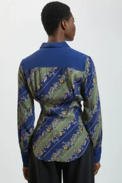 Chemise Boutonnée Tissée À Rayures Kaki