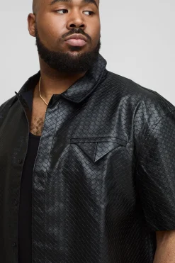 boohooMAN Chemise boxy en synthétique tissé avec détails de poche<Homme Chemises Grande Taille|Chemises