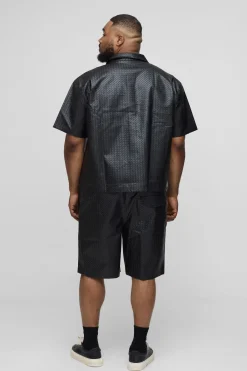 boohooMAN Chemise boxy en synthétique tissé avec détails de poche<Homme Chemises Grande Taille|Chemises