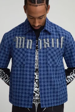 boohooMAN Chemise boxy oversize à micro-carreaux et à poches doubles<Homme Chemises