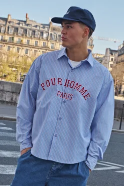 Chemise Boxy À Rayures Multicolores Manches Longues Et Ourlet Courbe