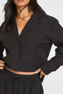 boohoo Chemise Boyfriend Et Short Coupe Décontractée Aspect Lin Petite<Femme Ensembles