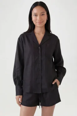 Chemise Boyfriend Et Short Décontracté Aspect Lin