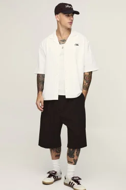 Chemise Brodée Côte D'azur À Manches Courtes Coupe Ample Oversize