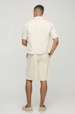 Chemise brodée à manches courtes oversize et coupe boxy