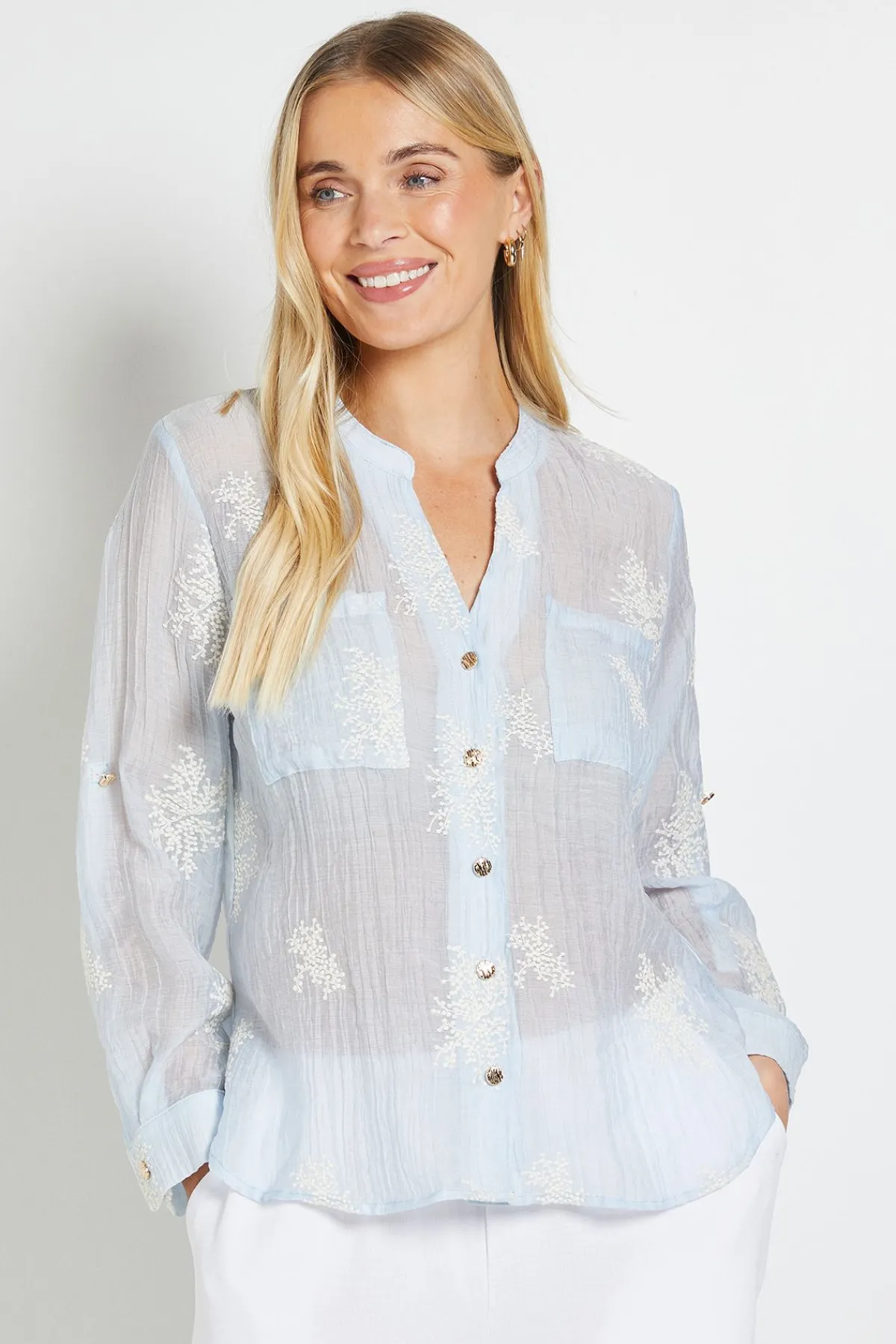 Wallis Chemise Brodée Petite À Enfiler<Femme Tops