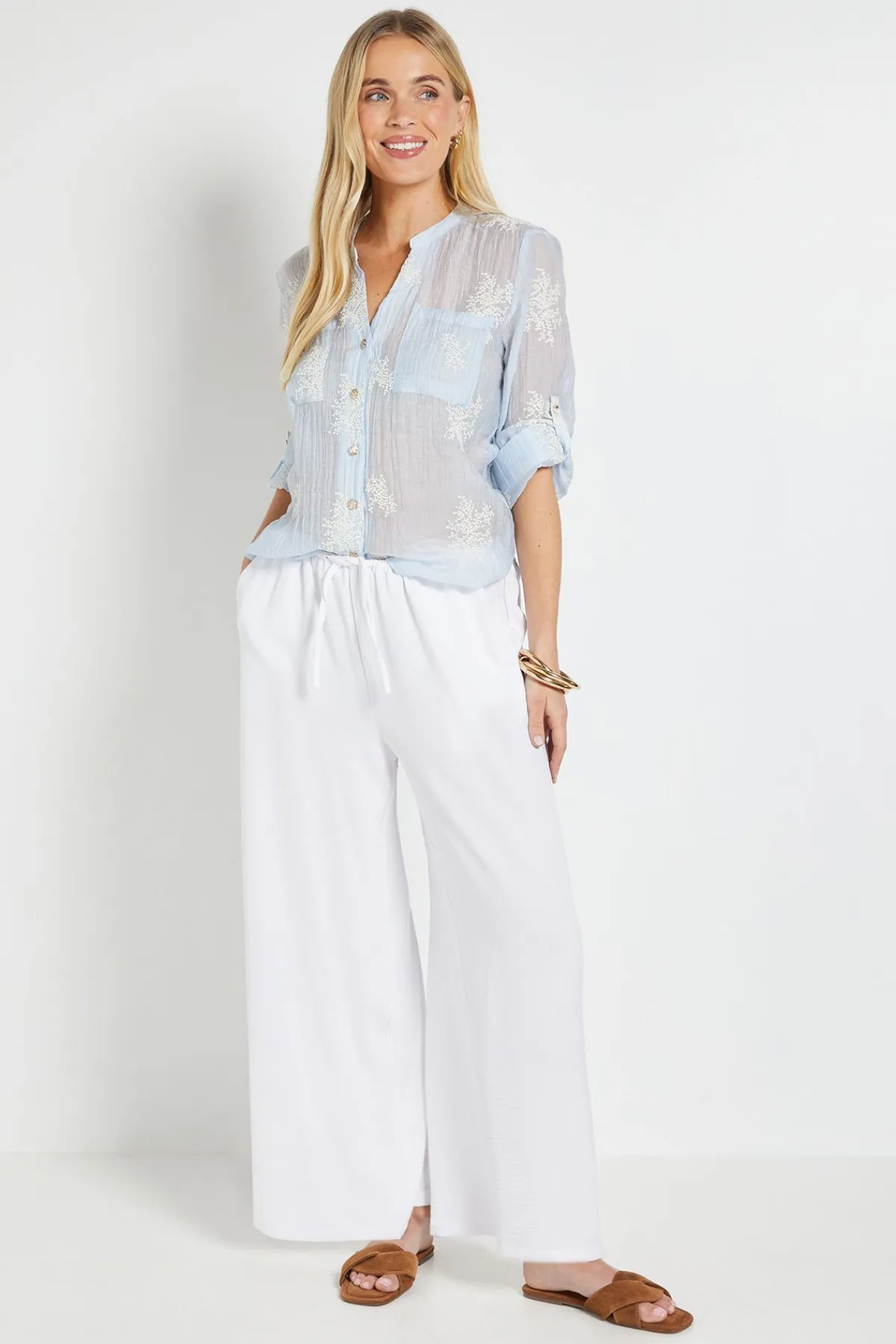 Wallis Chemise Brodée Petite À Enfiler<Femme Tops