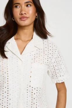 Chemise Broderie Anglaise Manches Courtes Coupe Boxy