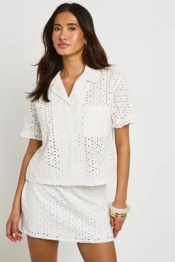 Chemise Broderie Anglaise Manches Courtes Coupe Boxy