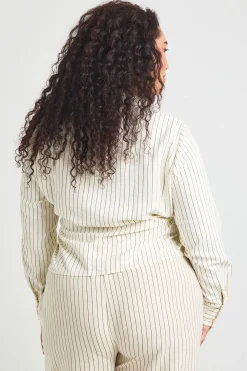 Chemise Cache-cœur À Rayures Pêche Grande Taille