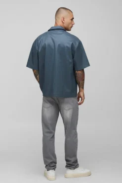 Chemise cargo boxy à manches courtes en synthétique
