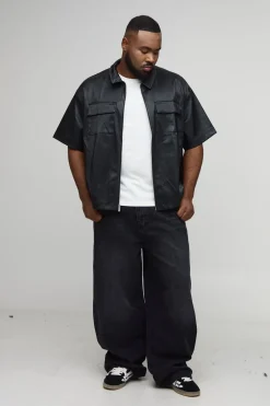 Chemise Cargo Oversize Boxy à plis accentués en synthétique