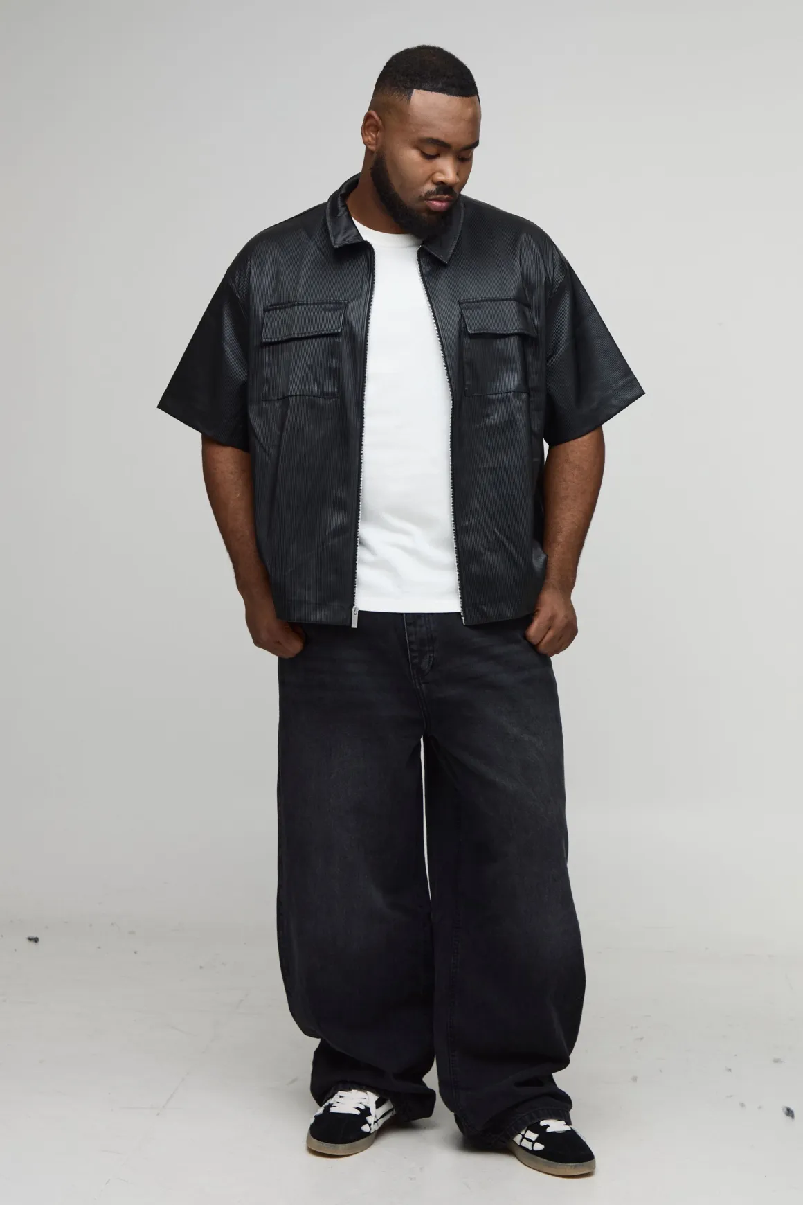 Chemise Cargo Oversize Boxy à plis accentués en synthétique