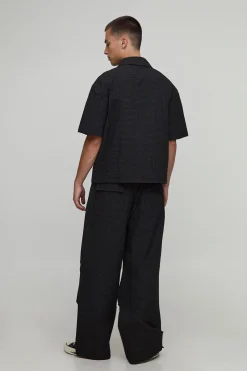 boohooMAN Chemise cargo oversize en ripstop à carreaux<Homme Chemises