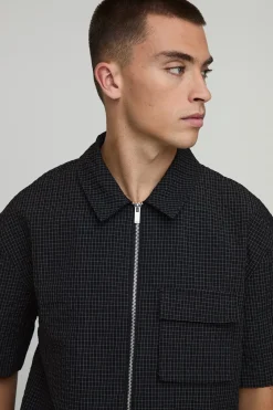 boohooMAN Chemise cargo oversize en ripstop à carreaux<Homme Chemises