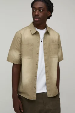 Chemise Cargo Regular Fit Délavée Au Soleil Avec Poches