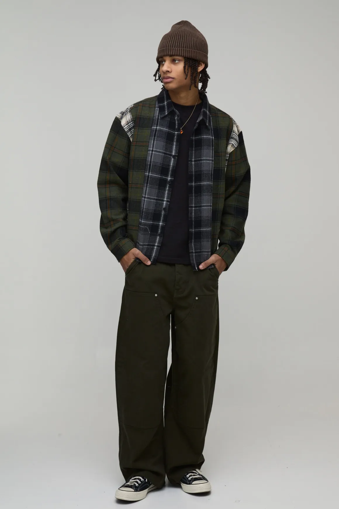 Chemise À Carreaux Ample Et Oversize Avec Empiècements