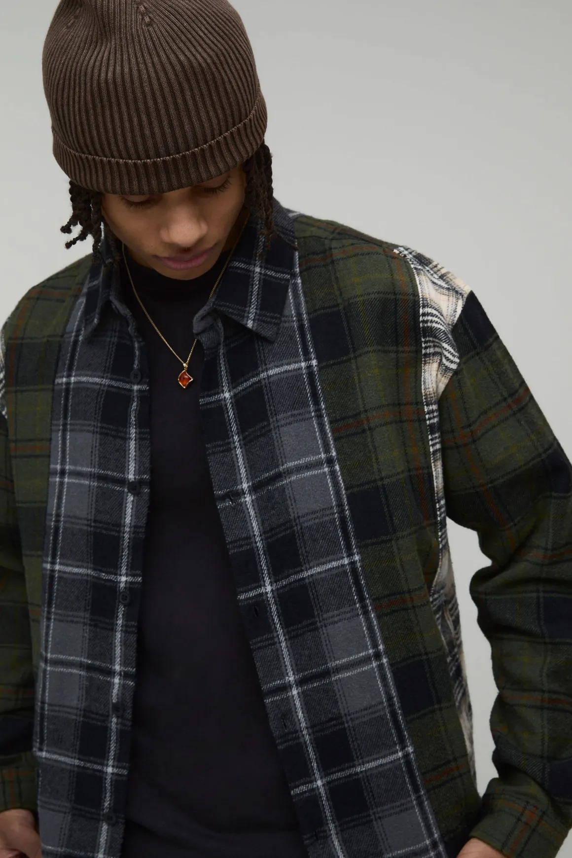Chemise À Carreaux Ample Et Oversize Avec Empiècements