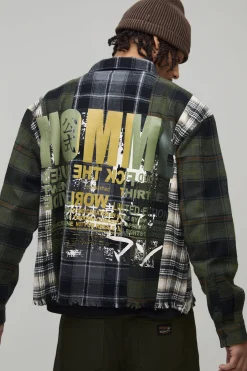 Chemise À Carreaux Ample Et Oversize Avec Empiècements