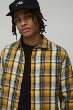 boohooMAN Chemise à Carreaux Brossée Coupe Régulière<Homme Chemises