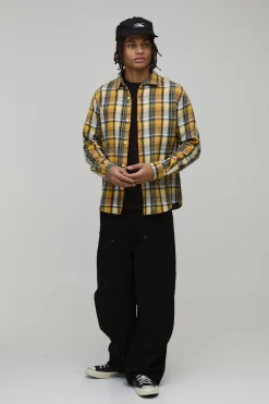 boohooMAN Chemise à Carreaux Brossée Coupe Régulière<Homme Chemises