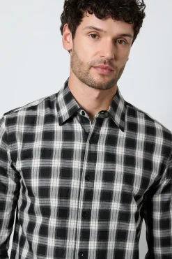 Chemise À Carreaux Classique Noire À Manches Longues
