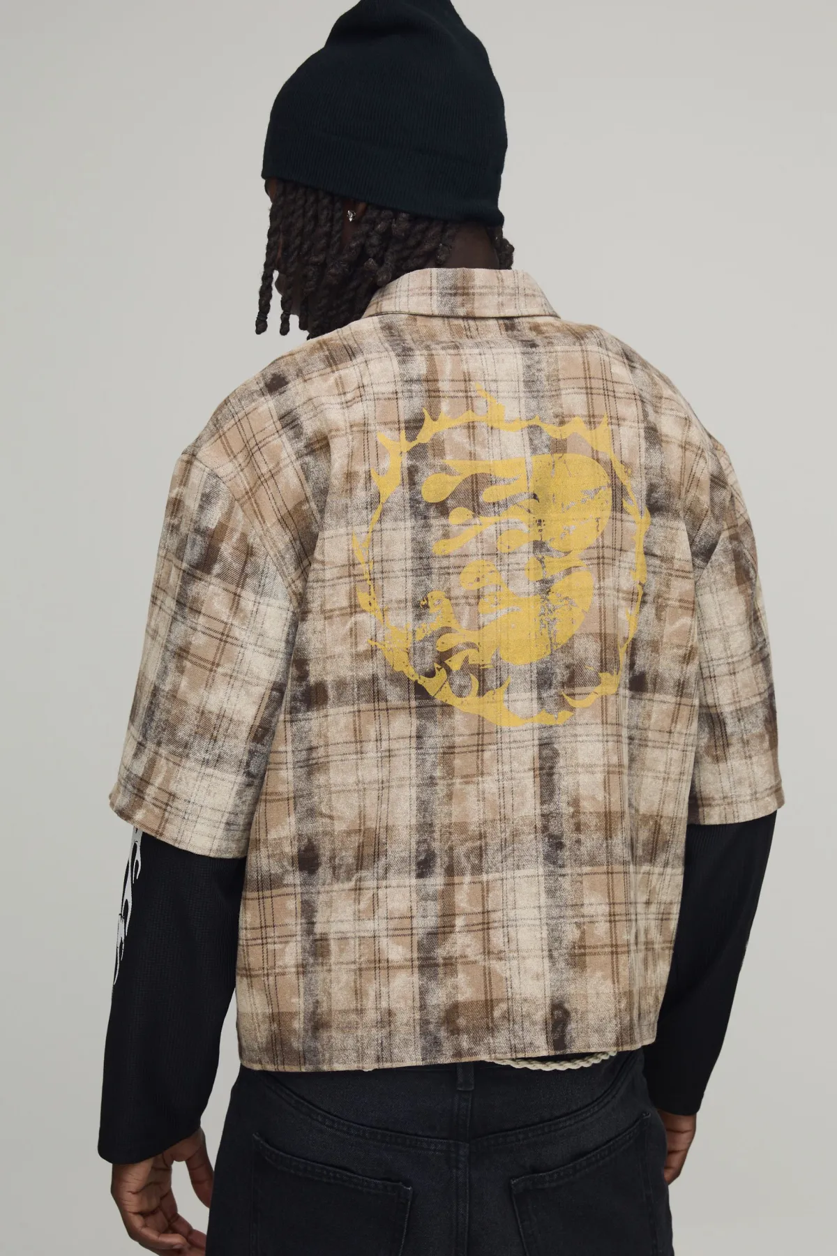 boohooMAN Chemise À Carreaux Délavés À Fausse Superposition Coupe Ample Oversize<Homme Chemises