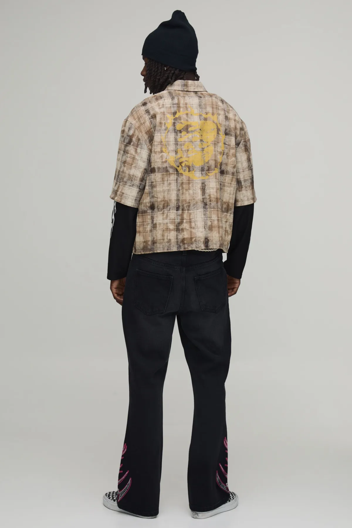 boohooMAN Chemise À Carreaux Délavés À Fausse Superposition Coupe Ample Oversize<Homme Chemises