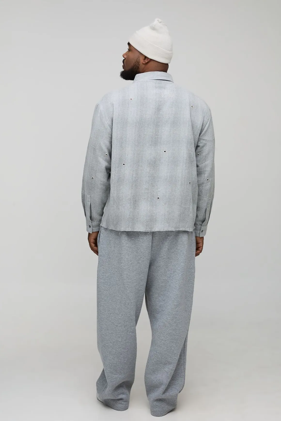 Chemise à carreaux en flanelle surdimensionnée à l'effet vieilli avec détails de quincaillerie