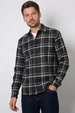 Chemise À Carreaux Noirs À Manches Longues