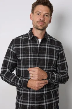 Chemise À Carreaux Noirs À Manches Longues