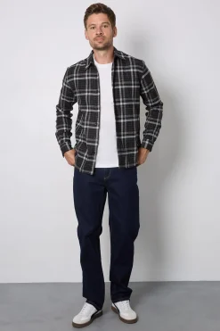 Chemise À Carreaux Noirs À Manches Longues