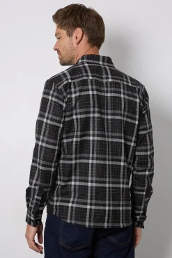 Chemise À Carreaux Noirs À Manches Longues