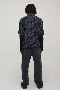 Chemise à carreaux oversize avec badge Moto et superposition factice