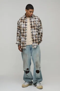 Chemise À Carreaux Oversize Avec Appliqués Badge