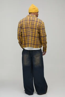 Chemise à Carreaux Oversize Boxy avec Strass Bijoux