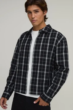 Chemise À Carreaux Oversize Coupe Boxy À Manches Longues
