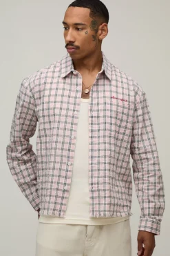 boohooMAN Chemise À Carreaux Oversize Coupe Boxy En Flanelle À Manches Longues Essentielle<Homme Chemises|Essentiels