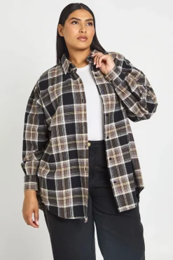 boohoo Chemise À Carreaux Oversize Grande Taille<Femme Tops