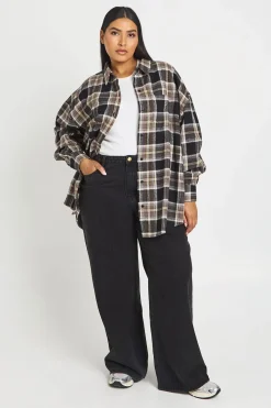 boohoo Chemise À Carreaux Oversize Grande Taille<Femme Tops