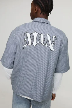 Chemise à carreaux oversize pour homme avec appliqué et superposition factice