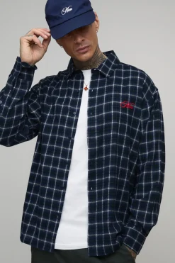 Chemise à Carreaux Oversize Tall avec Imprimé Moto au Dos