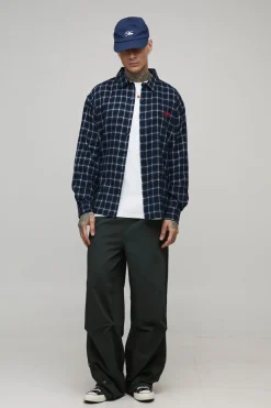 Chemise à Carreaux Oversize Tall avec Imprimé Moto au Dos