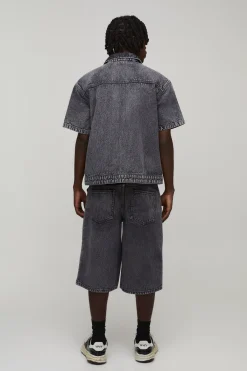 boohooMAN Chemise Charpentier Double En Denim Chevron<Homme Denim|Ensembles Grandes Tailles