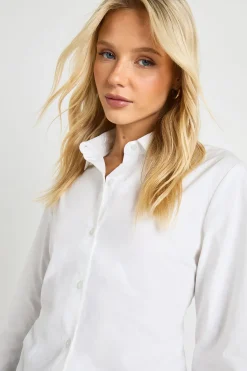 boohoo Chemise Cintrée Ajustée En Popeline De Coton<Femme Tops