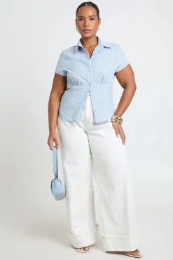 Chemise Cintrée À Carreaux Grande Taille Avec Manches Courtes