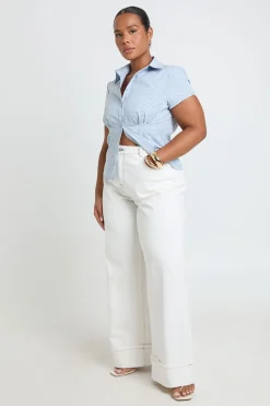 Chemise Cintrée À Carreaux Grande Taille Avec Manches Courtes