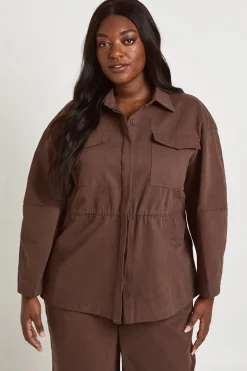 Chemise Cintrée À Col En Sergé Grande Taille