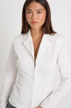 boohoo Chemise cintrée en popeline de coton à crochet et œillet<Femme Tops